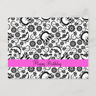 Elegante postal floral blanca negra