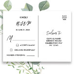 Elegante postal RSVP | Blanco negro<br><div class="desc">Elegante postal moderna en blanco y negro de RSVP. Personalice los datos de su personalizado.</div>