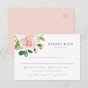Elegante postal RSVP de Rubor Floral Meal Choice