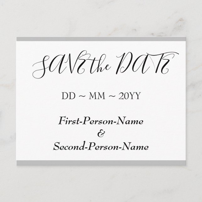 Elegante postal "SAVE the DATE" (Anverso)