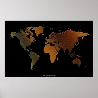 Elegante Poster de arte de mapas mundiales de tono