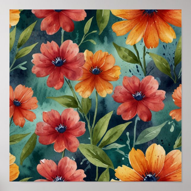 Elegante Poster de Arte Floral (Frente)