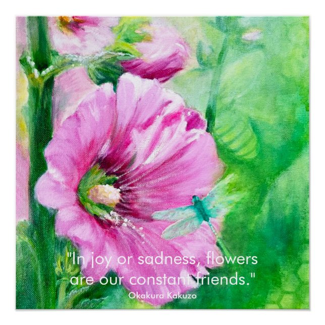 Elegante Poster de Arte Rosa Floral (Anverso)