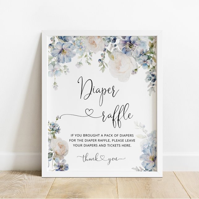 Elegante póster de Flores Azules Diaper Raffle (Subido por el creador)