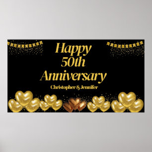Elegante posters fiestas de Black&gold 50 Aniversa