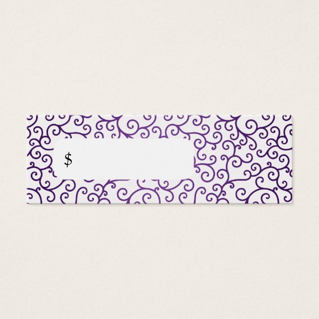 Elegante Precio Etiqueta Moderno Swirls Purple (Frente)