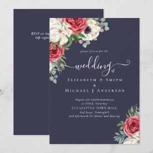 Elegante presupuesto de Boda floral azul blanco ro