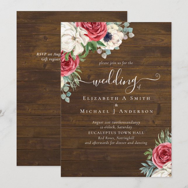 Elegante presupuesto de Boda floral azul blanco ro (Anverso / Reverso)