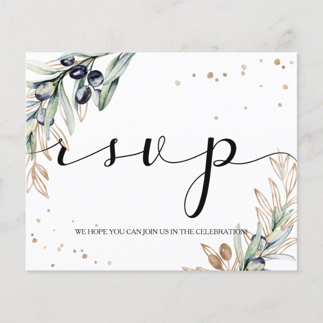 Elegante/Presupuesto/Olive RSVP card. Flyer (Frente)