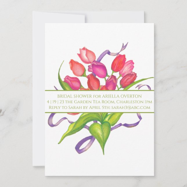 Elegante Primavera Tulipanes Bridal Shower Invitac (Anverso)