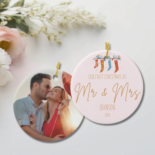 Elegante primer ornamento de Navidad para parejas (Elegant First Christmas Ornament for Couples)