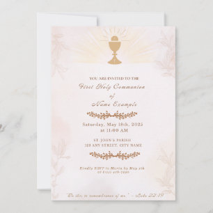 Elegante Primera Invitación de la Santa Comunión  