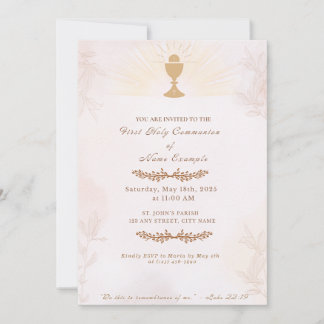 Elegante Primera Invitación de la Santa Comunión |