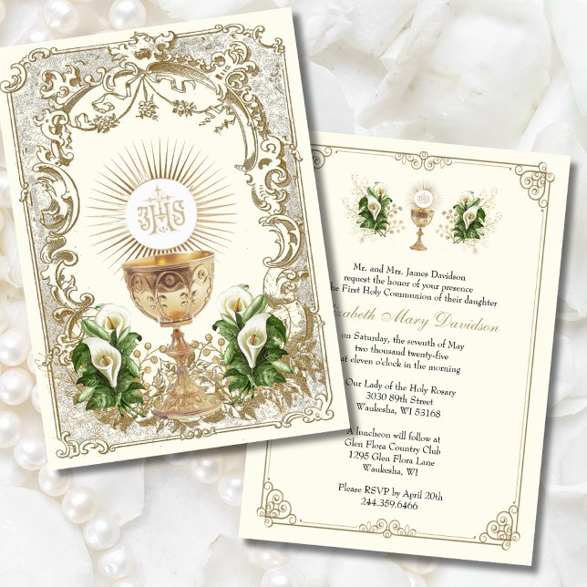 Elegante Primera Invitación Floral De La Santa Com (Subido por el creador)