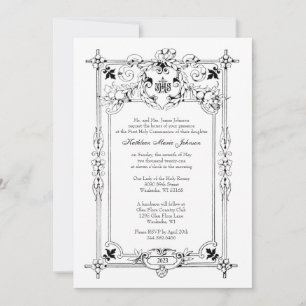 Elegante Primera Santa Comunión Invitación Católic