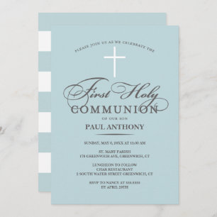 Elegante Primera Santa Comunión Invitación Luz Azu