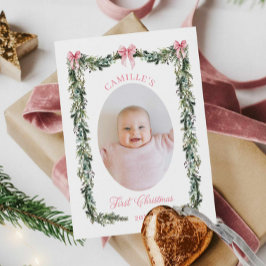 Elegante primera tarjeta de foto de bebé de Navida