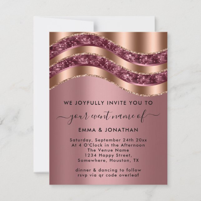 Elegante profesional Rosa negro cobre QRCode rosa (Anverso)