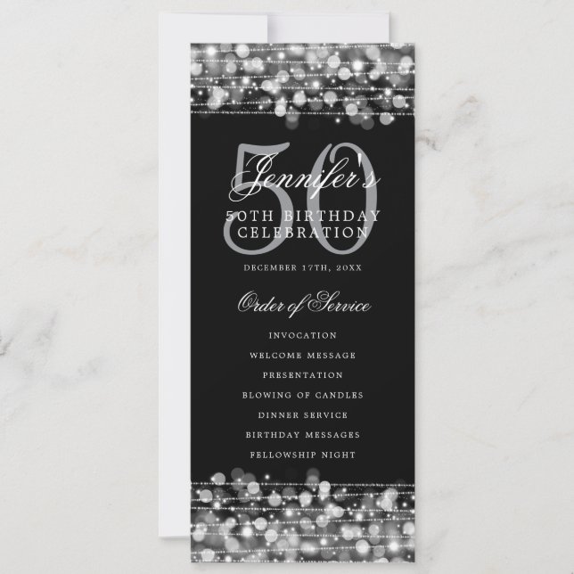 Elegante programa 50 de cumpleaños Silver (Anverso)