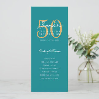 Elegante programa 50 Menú Verde azulado de oro+Gra