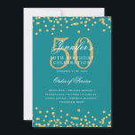 Elegante programa 50th Birthday Menú Gold Verde az<br><div class="desc">Elegante diseño de "Programa de Fiesta de Cumpleaños" con confetti falso purpurina y texto personalizado.</div>