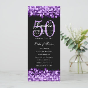Elegante programa 50th Birthday Party Menu Purple