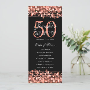 Elegante programa 50th Birthday Party Menú Rosa Go