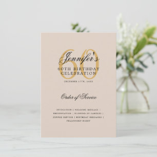 Elegante Programa 60 de Cumpleaños Menú de Oro Cha