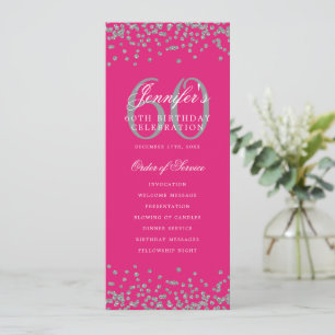 Elegante Programa 60 de Cumpleaños Plata Rosa Cali