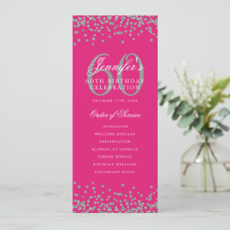 Elegante Programa 60 de Cumpleaños Plata Rosa Cali