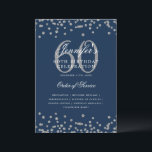 Elegante programa 60th Birthday Menú de programa S<br><div class="desc">Elegante diseño de "Programa de Fiesta de Cumpleaños" con confetti falso purpurina y texto personalizado.</div>