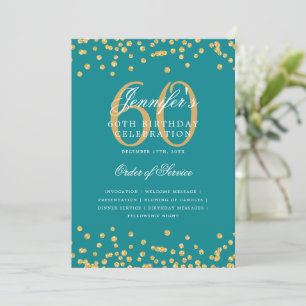 Elegante programa 60th Birthday Menú Gold Verde az