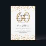 Elegante programa 60th Birthday Party Menú Gold<br><div class="desc">Elegante diseño de "Programa de Fiesta de Cumpleaños" con confetti falso purpurina y texto personalizado.</div>