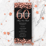 Elegante programa 60th Birthday Party Menú Rosa Go<br><div class="desc">Elegante diseño "Programa de Fiesta de Cumpleaños" con Sparkles & Lights in Rosa Gold con texto personalizado.</div>
