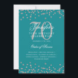 Elegante programa 70th Birthday Menú Plata Verde a<br><div class="desc">Elegante diseño de "Programa de Fiesta de Cumpleaños" con confetti falso purpurina y texto personalizado.</div>