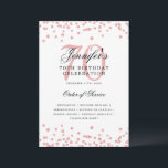 Elegante programa 70th Birthday Menú Rosa Oro<br><div class="desc">Elegante diseño de "Programa de Fiesta de Cumpleaños" con confetti falso purpurina y texto personalizado.</div>