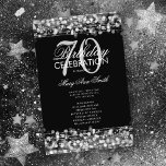 Elegante programa 70th Birthday Party Menú Platead<br><div class="desc">Elegante "Programa de Fiesta de Cumpleaños" con Sparkles & Lights in Silver con texto personalizado.</div>
