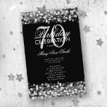 Elegante programa 70th Birthday Party Menú Platead<br><div class="desc">Elegante "Programa de Fiesta de Cumpleaños" con Sparkles & Lights in Silver con texto personalizado.</div>