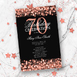 Elegante programa 70th Birthday Party Menú Rosa Go<br><div class="desc">Elegante diseño "Programa de Fiesta de Cumpleaños" con Sparkles & Lights in Rosa Gold con texto personalizado.</div>