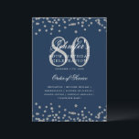 Elegante programa 80th Birthday Menú de programa S<br><div class="desc">Elegante diseño de "Programa de Fiesta de Cumpleaños" con confetti falso purpurina y texto personalizado.</div>