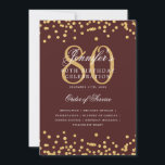 Elegante programa 80th Birthday Menú Dorado Borgoñ<br><div class="desc">Elegante diseño de "Programa de Fiesta de Cumpleaños" con confetti falso purpurina y texto personalizado.</div>