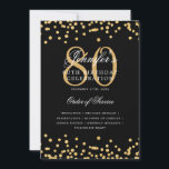 Elegante programa 80th Birthday Menú Gold Black<br><div class="desc">Elegante diseño de "Programa de Fiesta de Cumpleaños" con confetti falso purpurina y texto personalizado.</div>