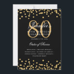 Elegante programa 80th Birthday Menú Gold Black<br><div class="desc">Elegante diseño de "Programa de Fiesta de Cumpleaños" con confetti falso purpurina y texto personalizado.</div>