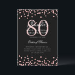 Elegante programa 80th Birthday Menú Rosa Oro Negr<br><div class="desc">Elegante diseño de "Programa de Fiesta de Cumpleaños" con confetti falso purpurina y texto personalizado.</div>