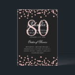 Elegante programa 80th Birthday Menú Rosa Oro Negr<br><div class="desc">Elegante diseño de "Programa de Fiesta de Cumpleaños" con confetti falso purpurina y texto personalizado.</div>