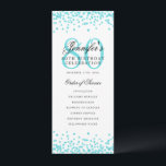 Elegante programa 80th Birthday Menú Turquoise<br><div class="desc">Elegante diseño de "Programa de fiesta de cumpleaños" con un falso texto de personalizado de confeti purpurina.</div>