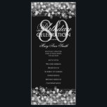 Elegante programa 80th Birthday Party Menú Platead<br><div class="desc">Elegante "Programa de Fiesta de Cumpleaños" con Sparkles & Lights in Silver con texto personalizado.</div>