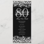 Elegante programa 80th Birthday Party Menú Platead<br><div class="desc">Elegante "Programa de Fiesta de Cumpleaños" con Sparkles & Lights in Silver con texto personalizado.</div>