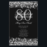 Elegante programa 80th Birthday Party Menú Platead<br><div class="desc">Elegante "Programa de Fiesta de Cumpleaños" con Sparkles & Lights in Silver con texto personalizado.</div>