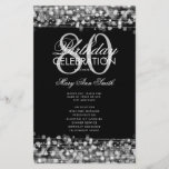 Elegante programa 80th Birthday Party Menú Platead<br><div class="desc">Elegante "Programa de Fiesta de Cumpleaños" con Sparkles & Lights in Silver con texto personalizado.</div>